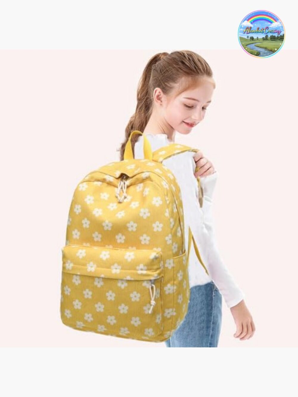 Corduroy Laptop School Backpack For Teen Girls Elementary Travel Daypack View 6